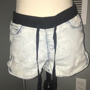 Cute Faux Denim Cotton Shorts w/Elastic Waistband